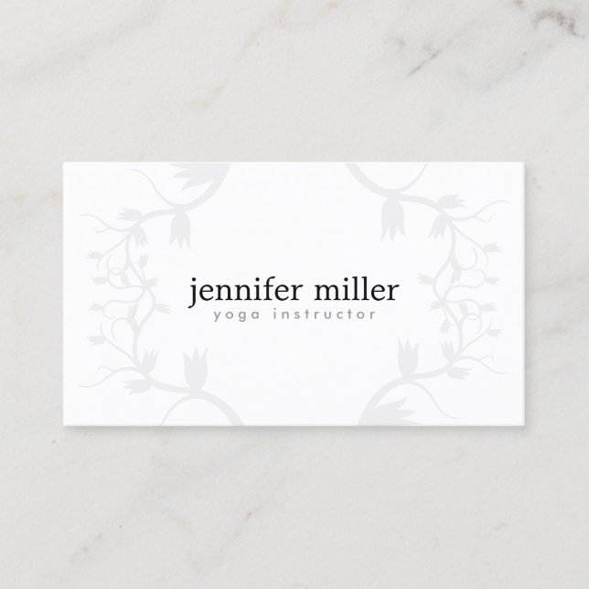CARTE DE VISITE BRANCHES FLORALES EN GRIS CLAIR (Devant)