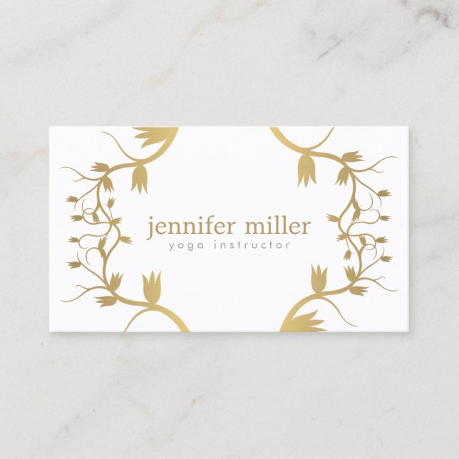 Carte De Visite BRANCHES FLORALES en OR (Devant)