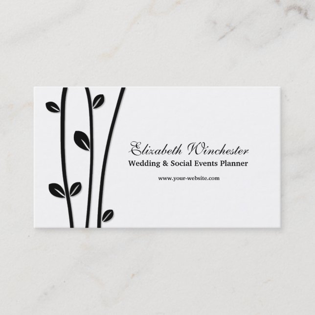 Carte De Visite Branches noires en feuilles (Devant)