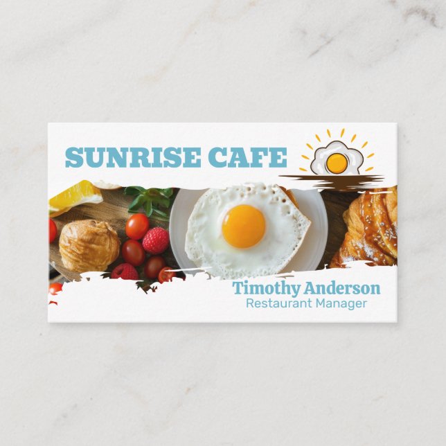 Carte De Visite Breakfast on Table | Cafe (Devant)