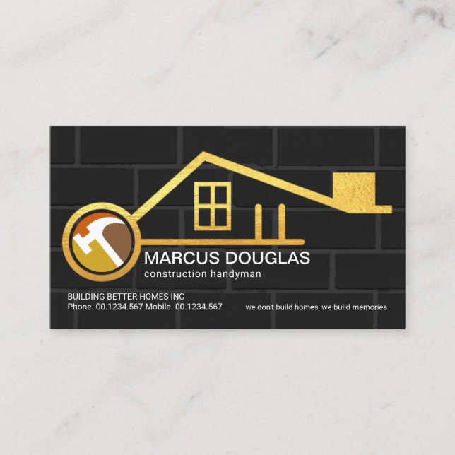 Carte De Visite Brick Wall Nouvelle clé d'or Maison Construction (Devant)