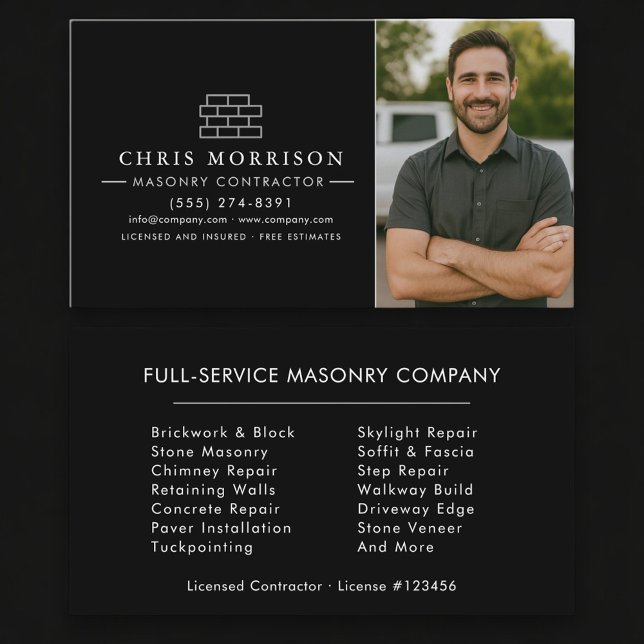Carte De Visite Bricklayer Brick Masonry Photo Construction (Créateur téléchargé)