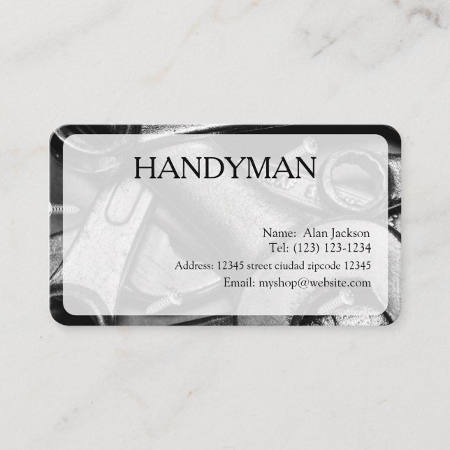 Carte de visite bricoleur éditable (Devant)