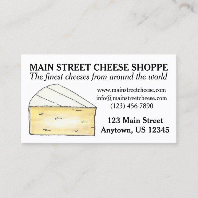 Carte De Visite Brie Cheese Shoppe Nourriture Business Chef Foodie (Devant)