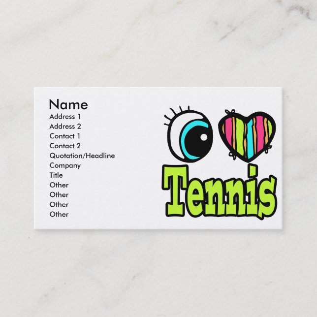 Carte De Visite Bright Eye Heart I Love Tennis (Devant)