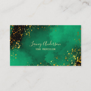 Carte De Visite Bright green noir et faux feuille d'or parties sci
