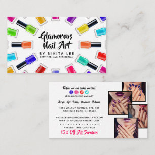 Carte De Visite Bright Nail Polish Art Tech Salon 4-Photo