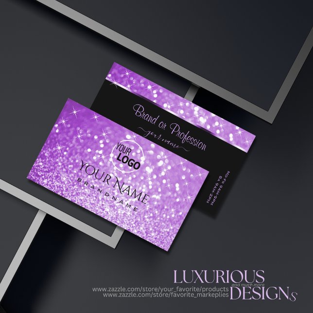 Carte De Visite Bright Purple Parties scintillant Étincelle Stars  (Créateur téléchargé)