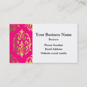Carte De Visite Bright rose et or damas