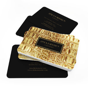 Carte De Visite Brillant Gold Designer Alligator Crocodile Skin