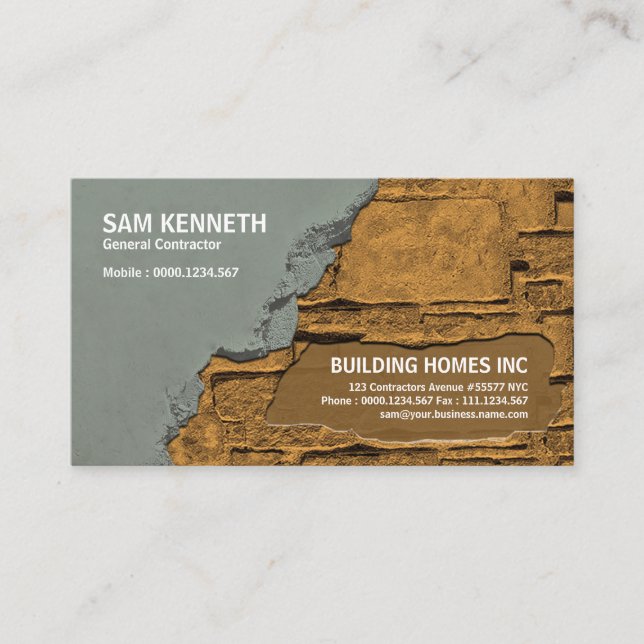 Carte De Visite Brique de cimentage plâtrant le directeur de (Devant)