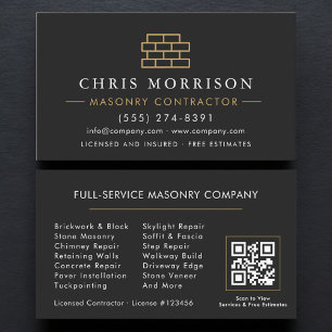 Carte De Visite Brique de maçonnerie QR Code Maçon
