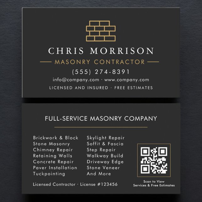 Carte De Visite Brique de maçonnerie QR Code Maçon (Créateur téléchargé)