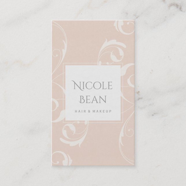 Carte De Visite Broche et crémeuse blanc floral brune élégante chi (Devant)