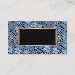 Carte De Visite broché, floral, noir et bleu, bleu