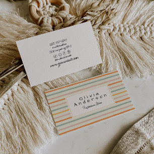 Carte De Visite Brochure à main colorée rétro rayures unique Boho