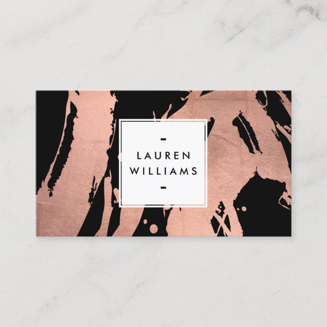 Carte De Visite Brochures or Rose Abstrait sur noir (Devant)