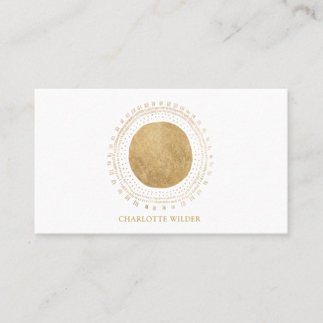 Carte De Visite Bronze Abstrait Cercle Sun Rays (Devant)