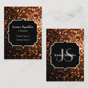 Carte De Visite Bronze brun cuivre fausse parties scintillant scin