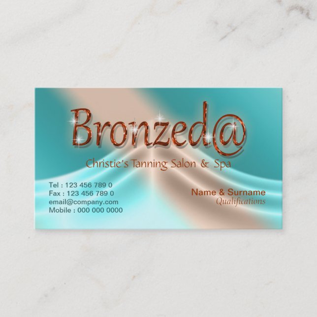 Carte De Visite Bronze d'aqua d'été de salon de bronzage (Devant)