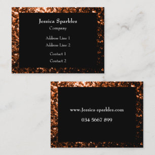 Carte De Visite Bronze orange marron cuivre faux scintille paillet