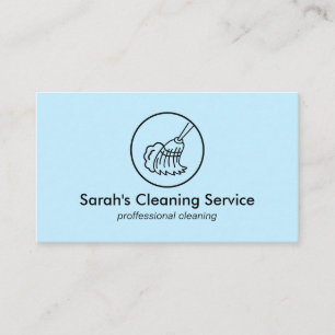 Carte De Visite Broom Janitorial Bleu Accueil Nettoyage de la mais