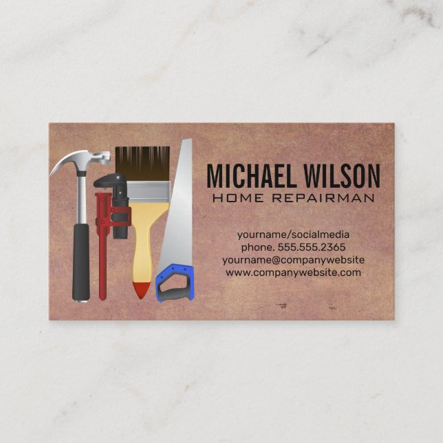 Carte De Visite Brosse à courroie marteau | Handyman (Devant)