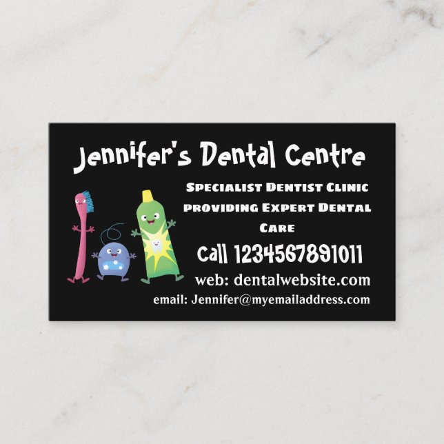 Carte De Visite Brosse à dents mignonne dentifrice dentaire soie d (Devant)