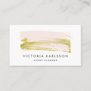 Carte De Visite Brosse à pinceau rose et or