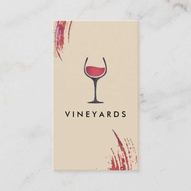 Carte De Visite Brosse Chic Aquarelle / Vin / Variation (Devant)