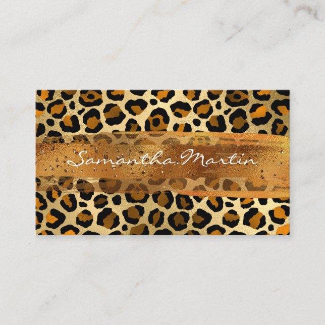 Carte De Visite Brosse Leopard en or de cuivre (Devant)