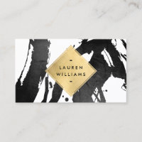 Brosse noire Abstraite Faux Gold Foil Diamond