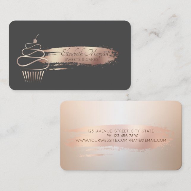 Carte De Visite Brosse professionnelle, Cupcake, Sucres (Devant / Derrière)