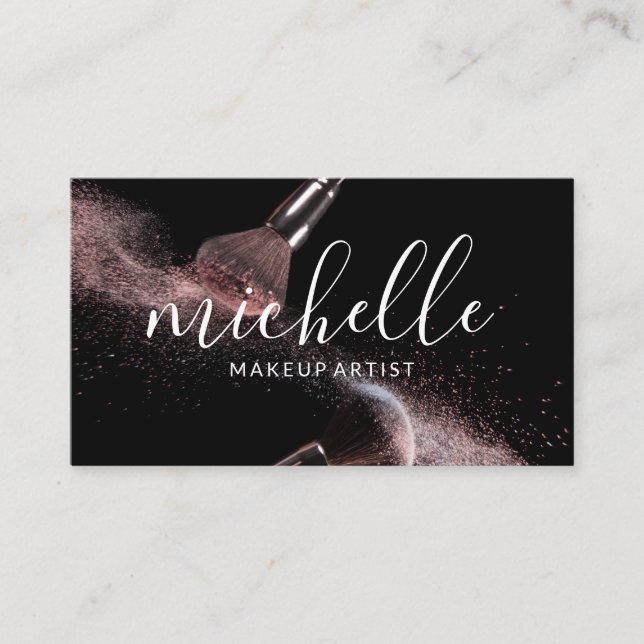 Carte De Visite Brosses de maquillage | Marbre (Devant)