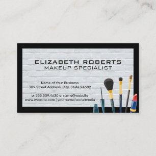 Carte De Visite Brosses de maquillage   Mur en brique blanche mode
