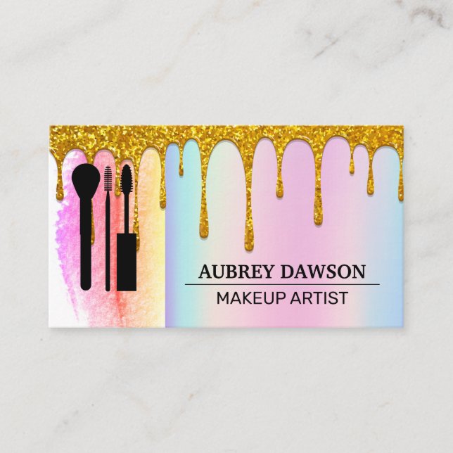 Carte De Visite Brosses de maquillage | Rainbow Blend | Parties sc (Devant)