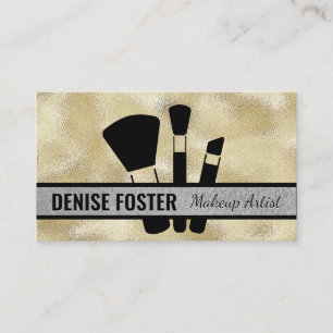 Carte De Visite Brosses de maquillage Shimmer à huile d'or