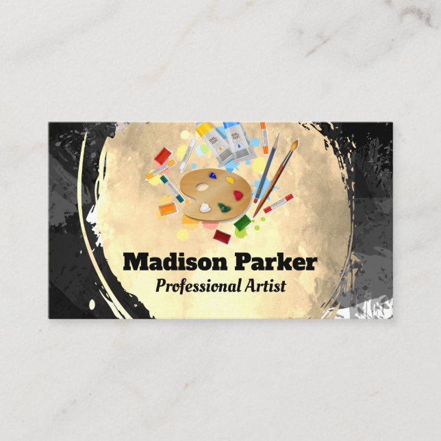 Carte De Visite Brosses de peinture de palette | Art moderne (Devant)