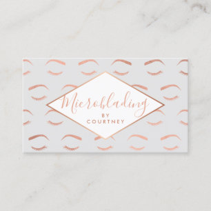Carte De Visite Brosses et cils Microblading Gris/Rose Or