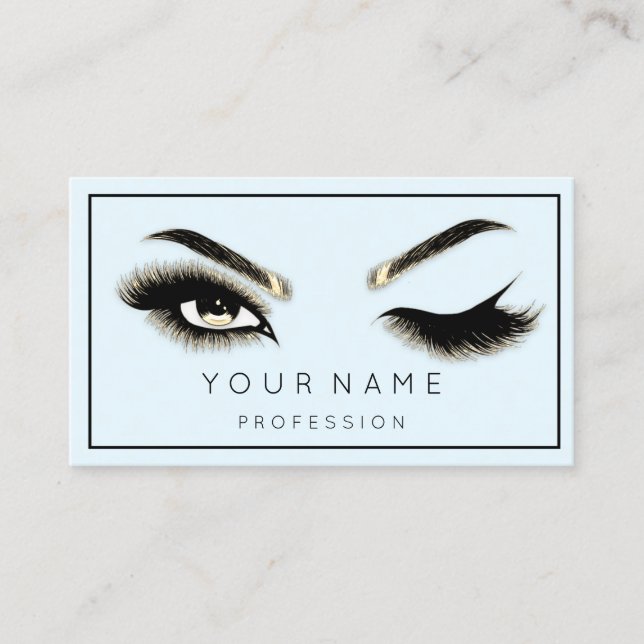 Carte De Visite Brosses Eyelash Microblade QRCODE Blue Pastel (Devant)