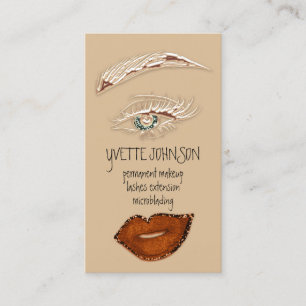 Carte De Visite Brosses maquillage QRCode Logo Lèvres roses Vert E