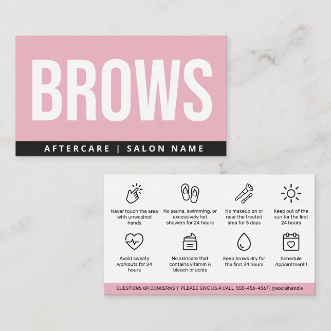 Carte De Visite Brosses roses modernes - Instructions de lancement (Devant / Derrière)