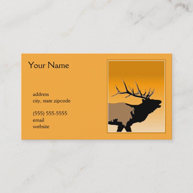 Carte De Visite Brouillonnant Bull Elk au coucher du soleil Art or (Devant)