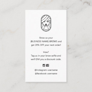 Carte De Visite Brow and Lash Extension rabais Coupon pour l'entre