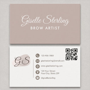 Carte De Visite Brow Artist Blush Mauve Moderne élégant QR Code