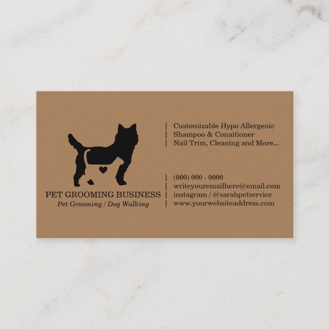 Carte De Visite Brown Amour Moderne Formel Chat chien animal (Devant)