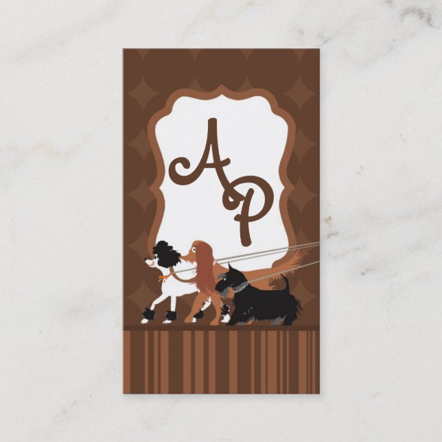 Carte De Visite Brown animal assis chien marchant marcheur marcheu (Devant)
