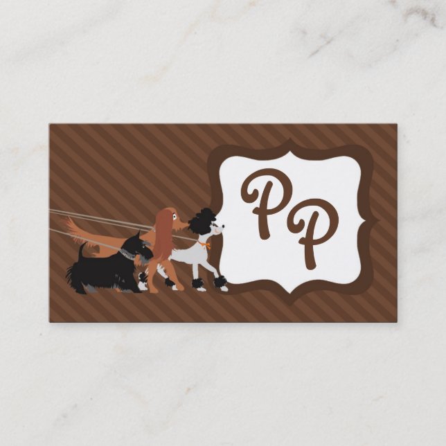 Carte De Visite Brown animal assis chien marchant marcheur marcheu (Devant)