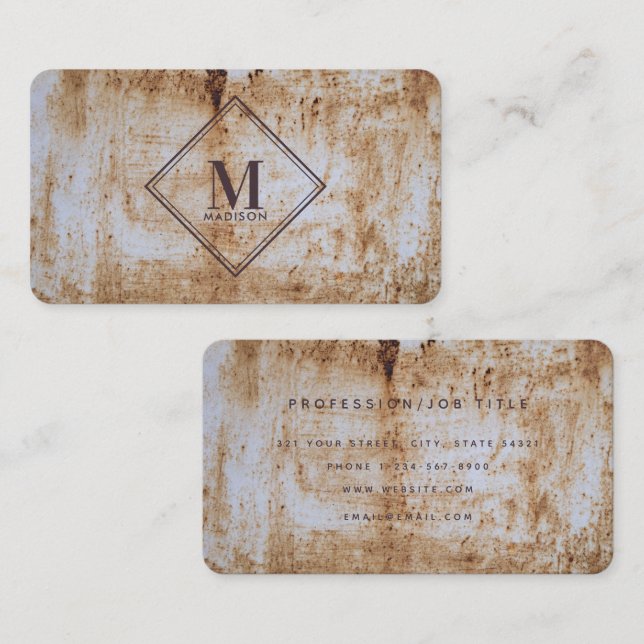 Carte De Visite Brown Beige Rust Métallo Texogramme initial (Devant / Derrière)