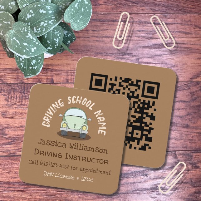 Carte de visite Brown de l'instructeur de conduite (Créateur téléchargé)